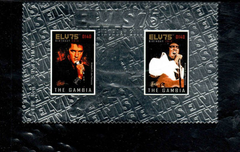 GAMBIA #3295  2010    ELVIS PRESLEY    MINT VF NH  O.G  IMP. SHEET 2