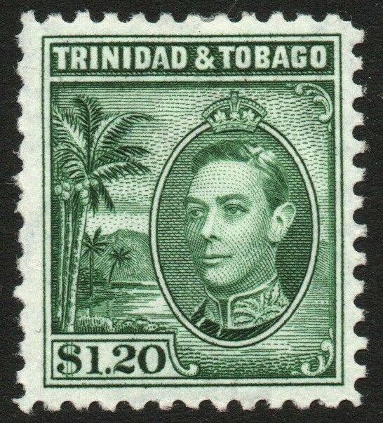 TRINIDAD & TOBAGO-1940 $1.20 Blue-Green Sg 255 MOUNTED MINT V48441