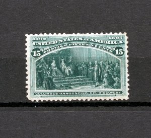 U.S. #238 (U183) Columbus Announcing His Discovery, 15¢ dark green, M,H,CV$200.