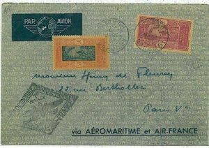 14758 - DAHOMEY - POSTAL HISTORY - First Flight COVER: Dahomey - France +1937-