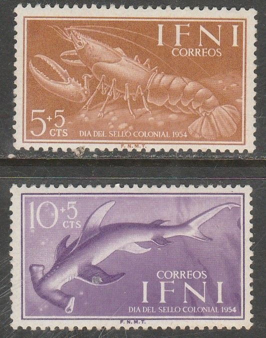 IFNI B19-B20, MARINE LIFE, STAMP DAY. SHORT SET, UNUSED, H OG. VF. (821)