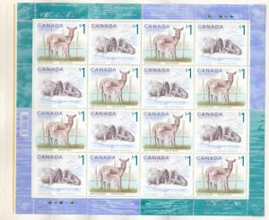 CANADA VF-MNH SEALS,DEER ECT COMPLETE SHEET OF 16 PO FRESH FREE SHIPPING