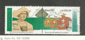 Brazil, Postage Stamp, #2361a Mint NH, 1992 Columbus Ships