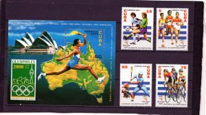 CUBA 2000 SUMMER OLYMPIC GAMES SYDNEY SET OF 4 STAMPS & S/S MNH