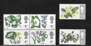 Great Britain 1967 flowers Sc 488-483 MH A1865