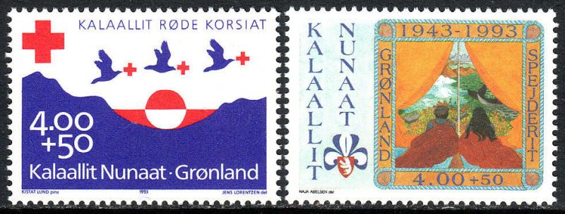 Greenland #B17-B18 MNH CV$5 Red Cross Boy Scouts