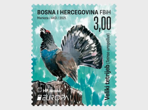 Stamps of Bosnia and Herzegovina Mostar 2021 - Europa 2021 - Big Grouse - Male,