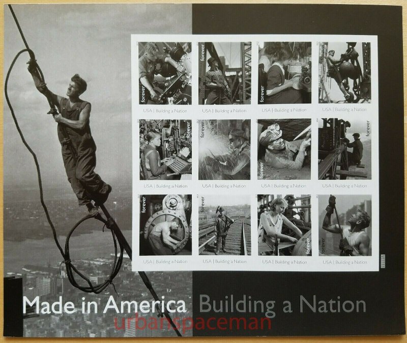 Building a Nation Man on Cable Sheet of 12  Postage Stamps Scott 4801