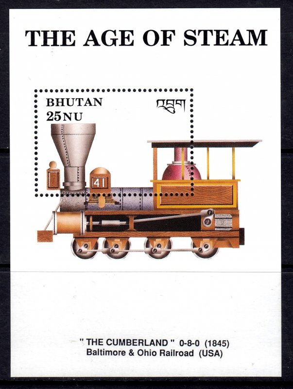 Bhutan 1990 The Cumberland Locomotive Mint MNH Miniature Sheet SC 812