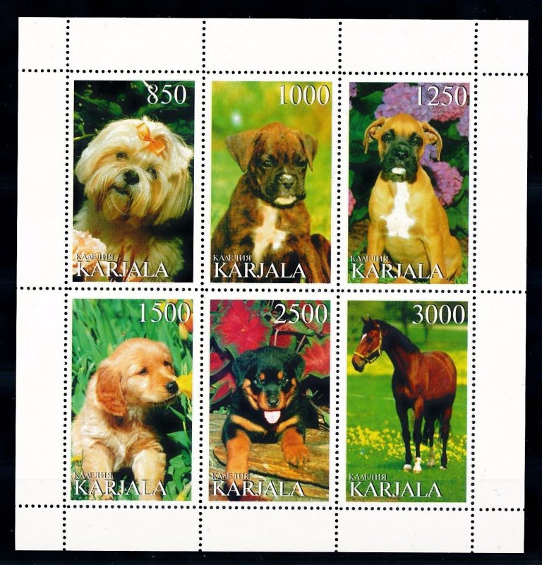 [62291] Karjala Private Issue  Pets dogs horse Miniature sheet MNH