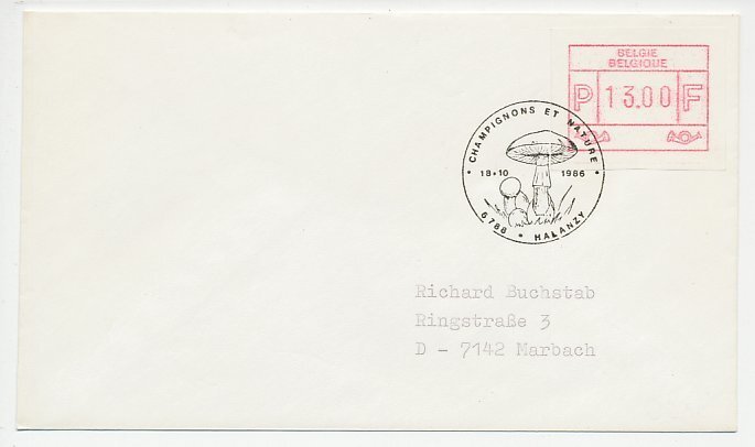 Cover / Postmark Belgium 1986 Mushroom