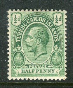 TURKS & CAICOS; 1913 early GV issue Mint hinged Shade of 1/2d. value