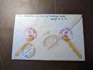 1939 Registered USA Airmail Cover Beverly Hills CA to Zurich Switzerland 2