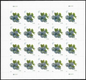 Blueberries Sheet of 20 Four Cent Postage Stamps