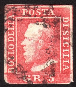 1859, Italy Sicily 5Gr, Used, Sc 15