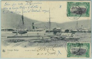 68805 - CONGO BELGE - Postal History - POSTCARD to SPAIN 1909: twin values!-