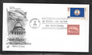 Just Fun Cover #1642 FDC VA. State Flag Artcraft Cachet. (A1472)