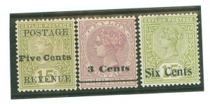 Ceylon #152/155/159 Unused Single