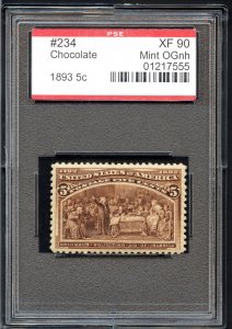 US SCOTT #234 MINT-XF-OG-NH GRADED 90 PSE SLAB SMQ $450 (7/23/24 GP)