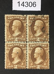 MOMEN: US STAMPS # O73 BLOCK OF 4 SCARCE USED $325 LOT #14306