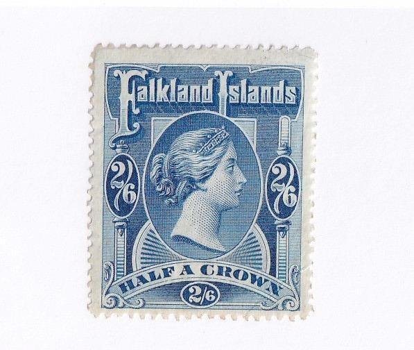 FALKLAND ISLANDS # 20 VF-MNG Q/VICTORIA 2/6d DARK BLUE CAT VALUE $390