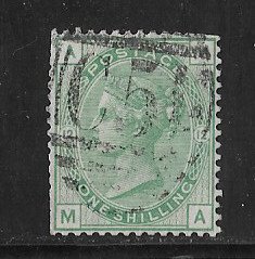 GB Sc #64 1sh green Pl 12 with a St Thomas 'C51'  used VGF