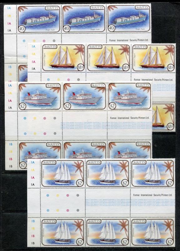 St Kitts 165-8 MNH Schiffe 1985. Tropic Jade,Atlantic Klipper,Gutter Paar x28207