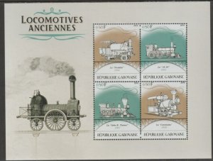 GABON - 2016 - Early Locomotives - Perf 4v Sheet #3 - MNH - Private Issue