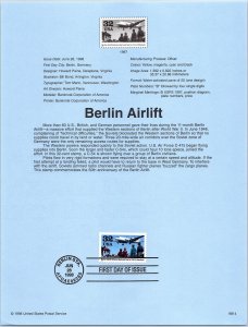 USPS SOUVENIR PAGE THE BERLIN AIRLIFT (1948) 1998