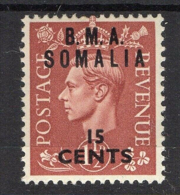 BMA Somalia 1950s Early Issue Fine Mint Hinged 15c. Surcharged Optd NW-14619