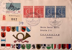 ISRAEL. Circulated Envelope Switzerland - Jerusalem. Swiss Postage 2xSG776+ 2xSG777-