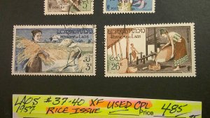 Laos 1957 Rice Harvesting Issue Scott# 37-40 USED XF Complete set of 4