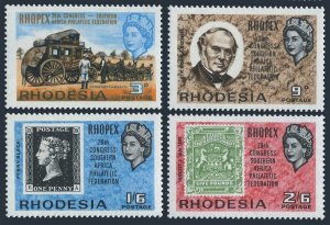 Rhodesia 237-240, 240a, MNH. Michel 38-41, Bl.1. RHOPEX-1966. Sir Rowland Hill.