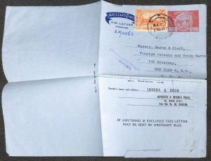 BURMA H&G F5 AEROGRAMME STATIONERY #146 STAMP MARKS & CLERK RANGOON TO USA 1960