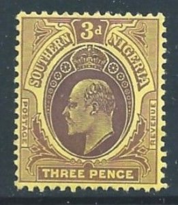 Southern Nigeria #36 MH 3p Edward VII Defin. - Wmk. 3