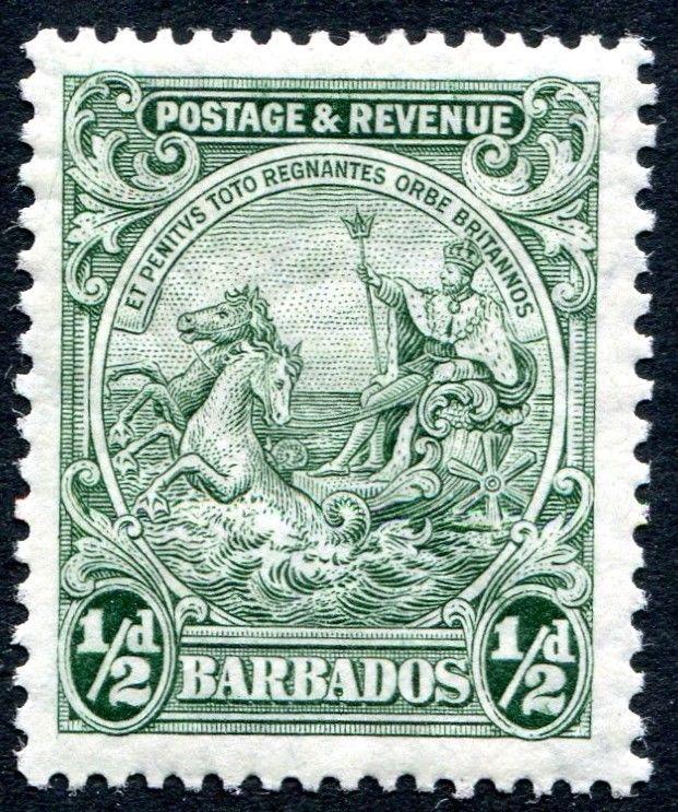 BARBADOS-1932 ½d Green Perf 13½ x 12½ Sg 230a LIGHTLY MOUNTED MINT V23896