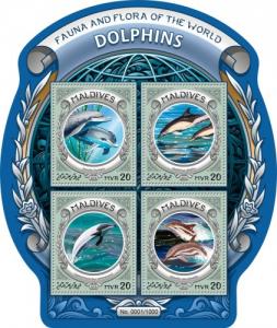 MALDIVES 2016 SHEET DOLPHINS MARINE LIFE mld16302a