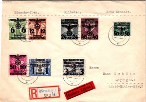 1940 Krakau GG General Government Germany Registered Mail Cover to Leipzig