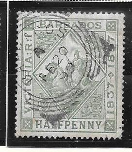 Barbados #82   1/2 p Victoria Jubilee Issue gray green   (U)  CV$0.75