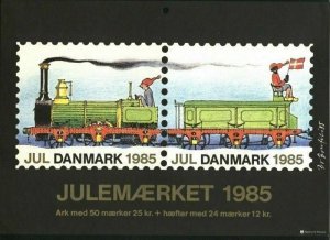 Denmark.Christmas Seal.1985.1 Post Office,Display,Advertising Sign.Railway,Train