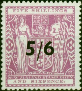 New Zealand 1944 5/6 on 5s6d Lilac SGF214 Fine MNH