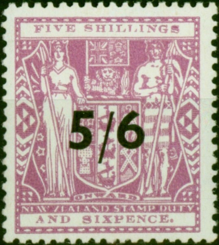 New Zealand 1944 5/6 on 5s6d Lilac SGF214 Fine MNH