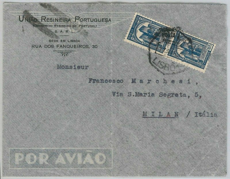 50865 - PORTUGAL - POSTAL HISTORY - AIRMAIL COVER to ITALY 1937-