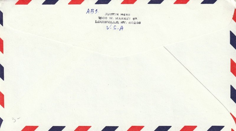 1971 COMMERCIAL COVER FROM BRAZIL ADDRESSED TO KENTUCKY USA DIRECTED VIA GERMANY