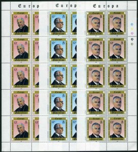 Gibraltar 390-392 sheets,MNH.Michel 405-407. EUROPE CEPT-1980.Famous People.