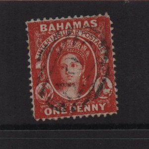 Bahamas 1877 SG33 One Penny perf 14 CC watermark - used