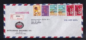 Netherlands Antilles registered air mail letter  1987 as per scans