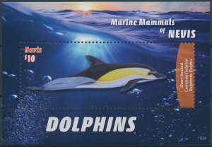 Marine Animals Stamps Nevis 2015 MNH Marine Mammals Dolphins 1v S/S