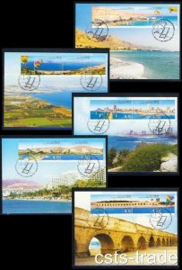 ISRAEL BEACH COAST STAMPS 2011 SEA 5 MAXI MAXIMUM CARD TEL AVIV HAIFA  EILAT