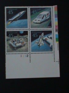 ​UNITED STATES-1989-SC#C125a-UPU 20TH ANNIV:  IMPRINT PLATE BLOCK-MNH-VF